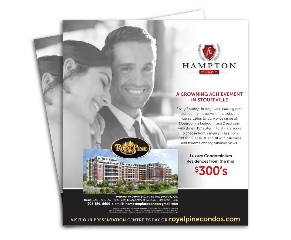High Rise, Royal Pine Homes, Hampton Place, Print Advertising