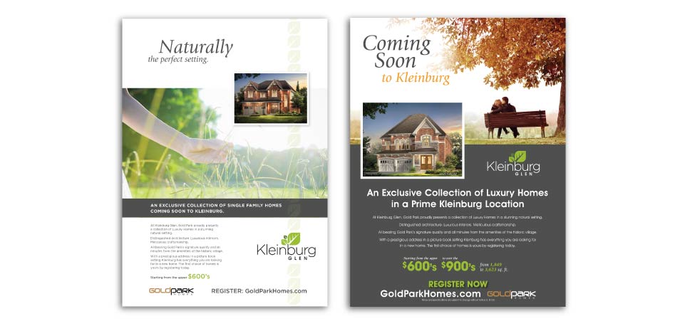 Low Rise, Gold Park Homes, Kleinburg Glen, Print Advertising